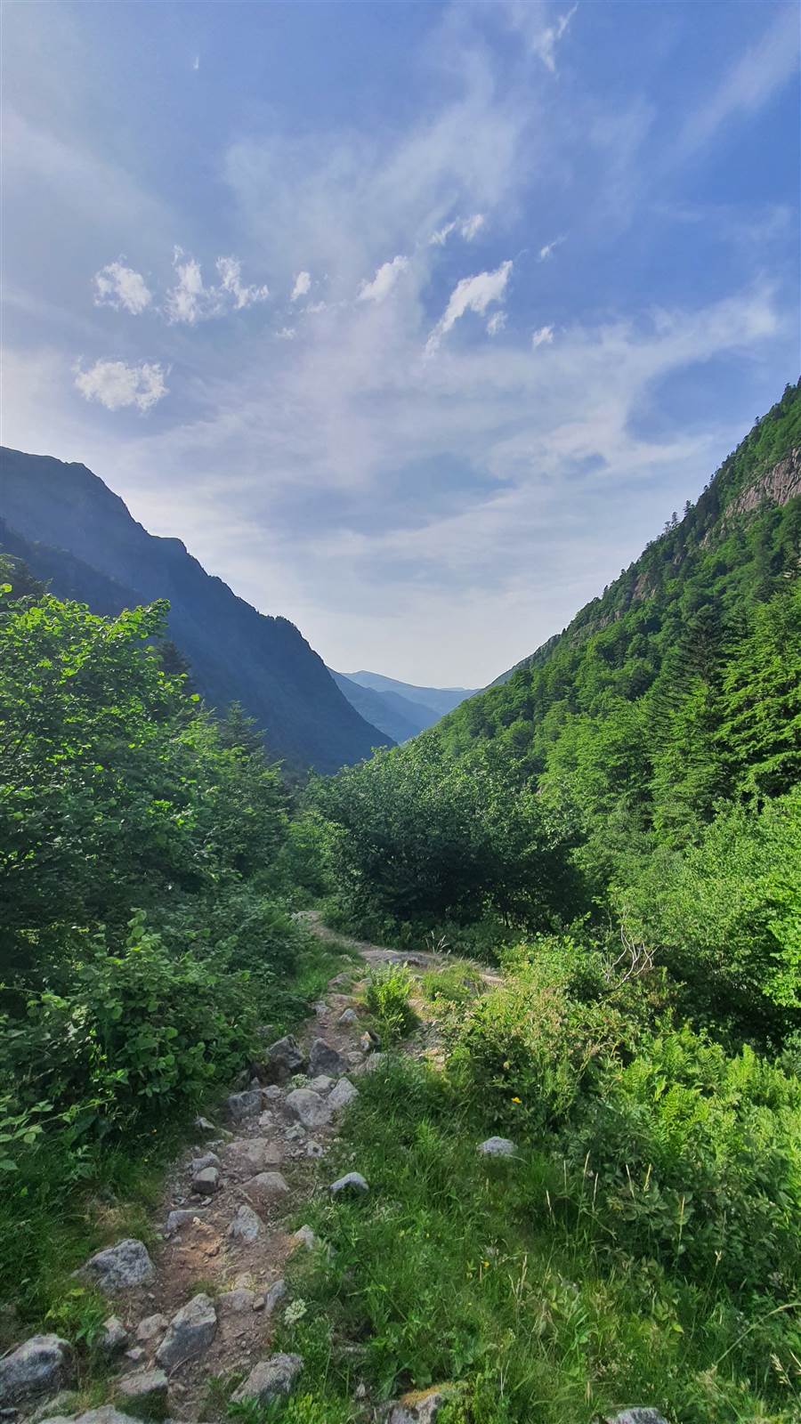 Vue sur les crêtes pyrénéennes depuis le sentier